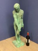 Neo classical metal figures of standing nude man signed A Rodig 1880