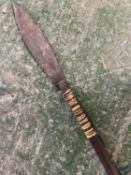 Tribal spear with a heavy hardwood shaft 225 approx