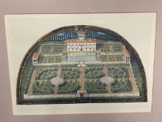 Set of 3 framed and glazed coloured prints of formal Italian gardens, see images for names good