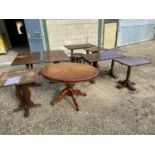 Quantity of various mahogany/oak etc bar tables