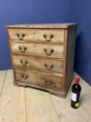 Small pine bleached veneer chest of 4 long graduated drawers 68cm H x 64cm W x 47cm D. Condition: