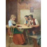 THEODOR KLEEHAAS (1854 - 1929), German School Oil on Canvas, "Sharing a joke", signed lower right,