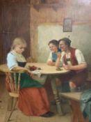 THEODOR KLEEHAAS (1854 - 1929), German School Oil on Canvas, "Sharing a joke", signed lower right,