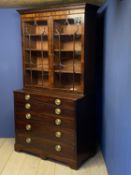 Good Regency period mahogany secretaire bookcase, C1810, 235h x 125w x 61d cm. Condition, good