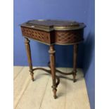 C19th French inlaid mahogany jardinière with zinc tray on tapered legs with ormolu decoration
