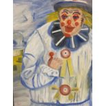 GEORGE S WISSINGER (C20th ), oil, The Clown "It hurts", 2005, 74.5 x 60cm, framed. Condition: Good