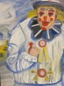 GEORGE S WISSINGER (C20th ), oil, The Clown "It hurts", 2005, 74.5 x 60cm, framed. Condition: Good