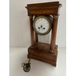 Rosewood inlaid mahogany Portico clock, German, circa 1835, 43cmH Condition - wear and minor