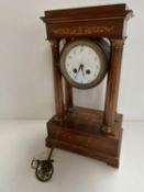 Rosewood inlaid mahogany Portico clock, German, circa 1835, 43cmH Condition - wear and minor