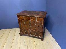 Georgian cross-banded & inlaid walnut chest, 3 long & 2 short graduated drawers, 92.5h x 97w x 59d