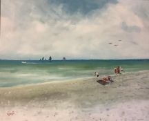 GEORGE S WISSINGER C20th, oil, Santa Maria Beach, Cuba, 2008, 49 x 69.5cm, framed, Condition: Good