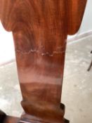 Good Georgian walnut arm chair with shepherds crook arms & drop in seat. Condition: Generally good