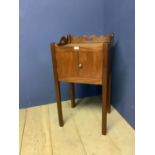 George IV period mahogany pot cupboard with gallery top, C1825, 85h x 44.5w x 37.5d cm.