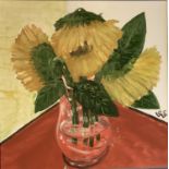 GEORGE S WISSINGER C20th, oil, Sunflowers, 2017, 38 x 38cm, framed, Condition: Good