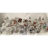 Collection of 20 mid C19th Staffordshire pottery flat back figures including mounted figures.