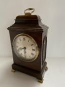 Mid C19th mahogany bracket clock. 42cm H max. Condition: General wear, back door frame broken &