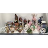 Collection of ceramics, 30 + items including Royal Doulton figures, "Country Rose", Kate", "Mary had
