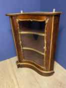 Napoleon III French Kingwood standing corner cabinet, the inverted serpentine gesso framed and