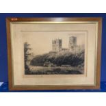 Etching, "Durham Cathedral", publ 31 Jan 1895,signed David Law in Pencil, 52 x 72.5cm, framed