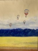 GEORGE S WISSINGER (C20th ), oil, Ballooning in the Cotswolds, 2019, 50 x 39.5cm, framed. Condition: