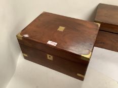 Victorian brass bound walnut fitted vanity box 30cm L Condition: General wear and scratches with key