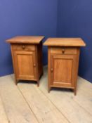 Pair mid C20th continental shaker style bedside cabinets 68cm H x 45cm W x 42cm D. Condition: Good