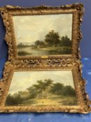 HENRY JOHN BODDINGTON (1811-1865), oils on wood panels, pair, rural scenes with figures - "