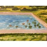 GEORGE S WISSINGER C20th, oil, The Pond at Manor House Chipping Norton, 45 x 54cm, framed,