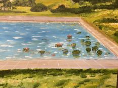 GEORGE S WISSINGER C20th, oil, The Pond at Manor House Chipping Norton, 45 x 54cm, framed,
