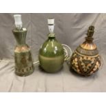 3 pottery lamps