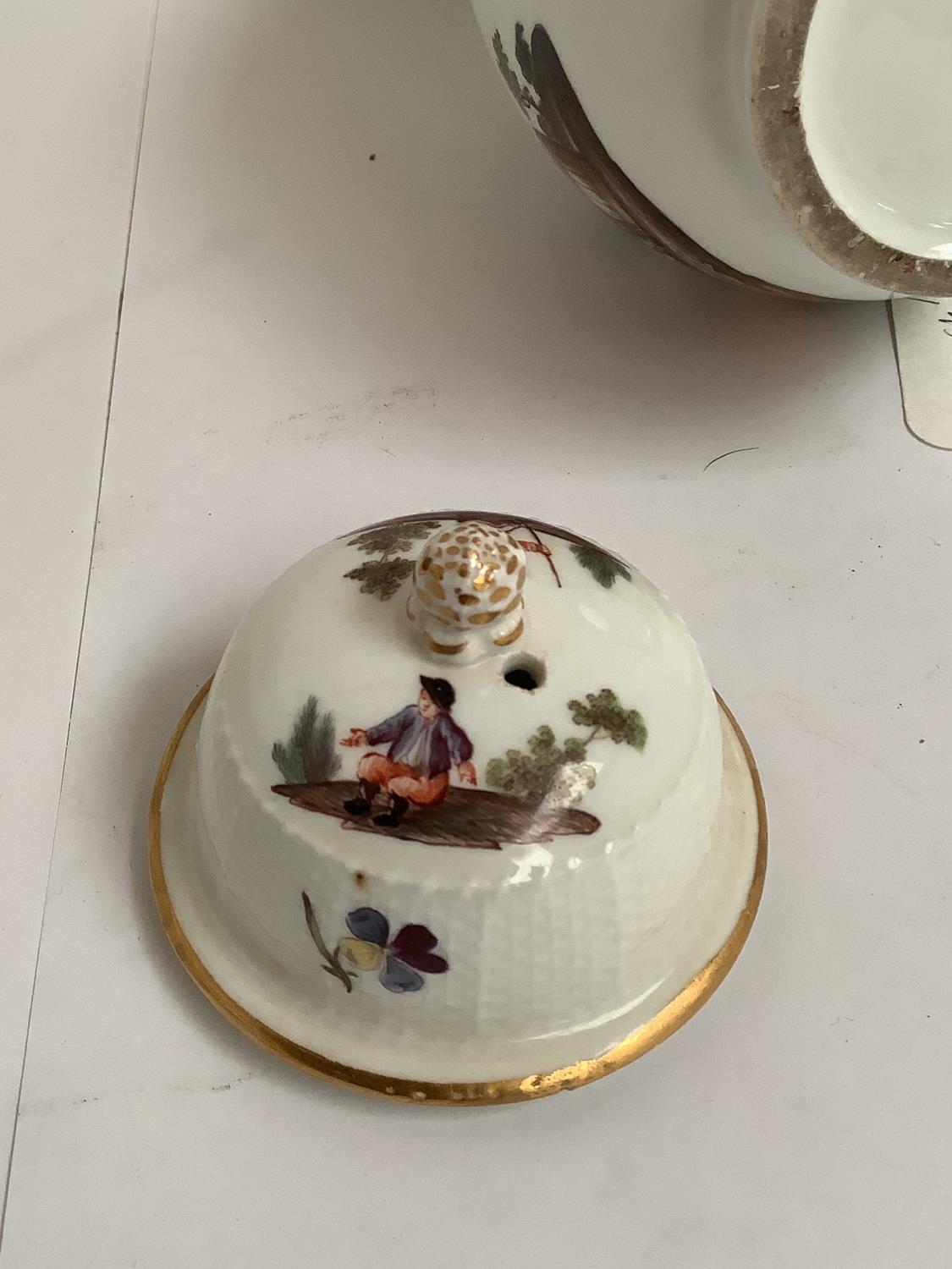 Meissen porcelain teapot, possibly C18th, enamelled with flowers, underglaze relief moulding, - Image 17 of 17