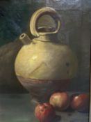 JOHANN WILHELM PREYER (1803-1889), oil on canvas, still life "Pitcher & apples" signed lower