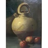 JOHANN WILHELM PREYER (1803-1889), oil on canvas, still life "Pitcher & apples" signed lower