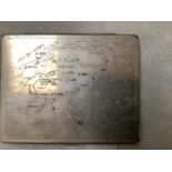 2 Hallmarked silver cigarette case 6.9ozt & quantity of silver plate & a small travelling Zenith