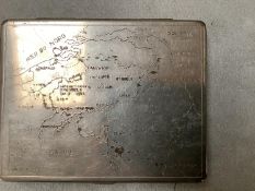 2 Hallmarked silver cigarette case 6.9ozt & quantity of silver plate & a small travelling Zenith
