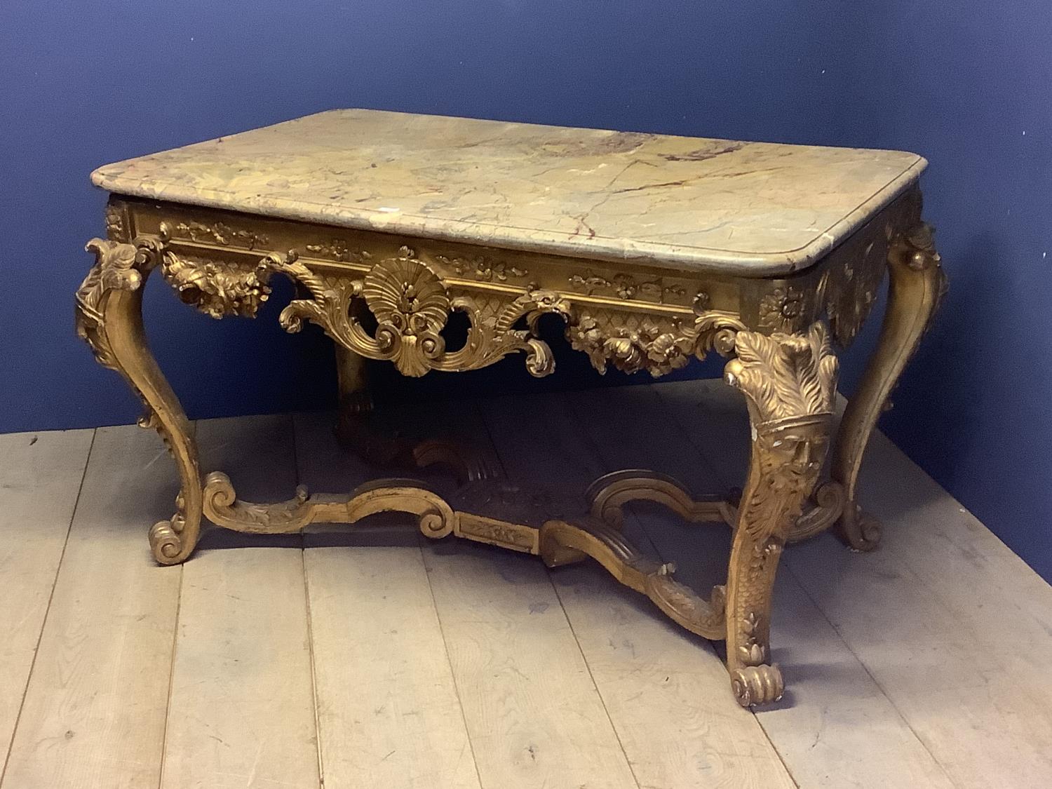 Early C18th/C19th giltwood side table in the manor of William Kent, elaborately carved & gilded unde - Image 12 of 12