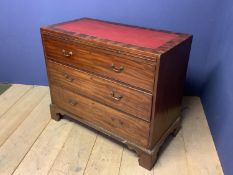 Good mahogany chest of 3 long graduated drawers with inset red skiver to top 107W x 89 H x 53 D.