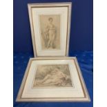 After Francois Boucher, two Limited edition Italian engravings, "Portrait, nude ladies" label