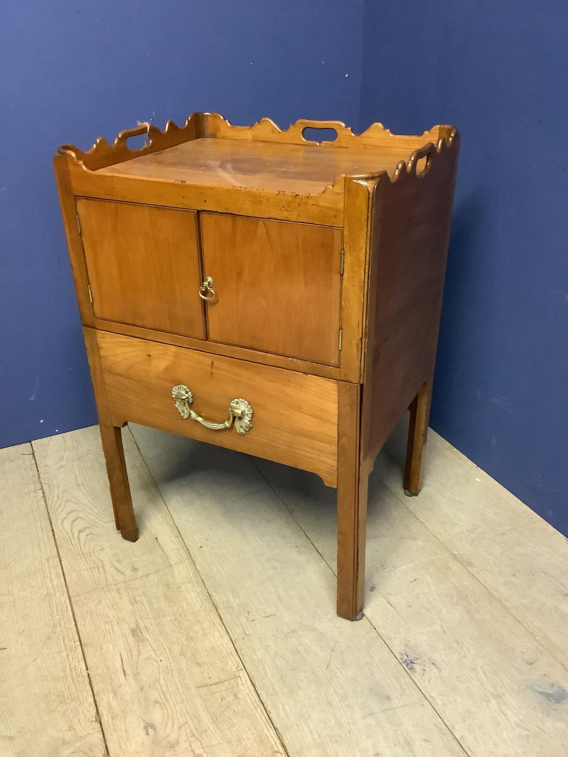 Irish tray top commode in white cherry, with original pot. C1770, 83h x 56w x 46d cm.