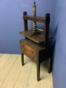 Good antique oak book press, height to top of support 131cm 65w x 37.5d cm.