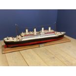 Large scratch built bespoke hand made and decorated model of the Titanic approx 145 cm L