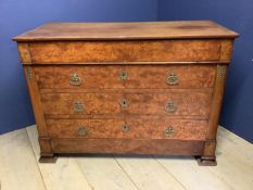 White cherry & burr walnut French commode, C1830, Napoleon III, 91.5h x 127w x 60d cm.