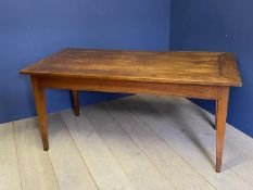 Early C19th good French red cherrywood farmhouse table with breadboard end 76cm H x 166W x 82cm D