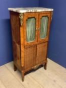 Late C19th French Kingwood ormolu cabinet with wire grill doors above a writing slide above