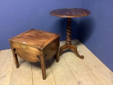 Victorian mahogany spiral twist tripod table with tray top 56cm Diam x 70cm H. Condition: