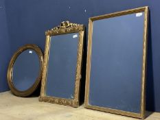 Gilt framed mirror 61cm x 45cm, Edwardian gilt framed mirror 43cm x 63cm & 2 oval mirrors 42cm x