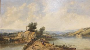 ALFRED H VICKERS (1853-1907), Oil on canvas, "Along The Rhine", signed lower right, 44 x 81cm , gilt