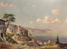 HERMANN LICART, c1910, Continental Oil on canvas, " Mediterranean coastal scene" signed lower right,