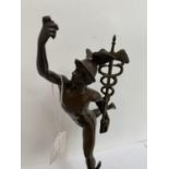 Italian bronze study of Mercury 28cm H including base. Condition: Bronze good, base chipped