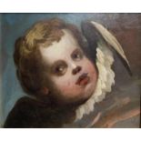 Oil on board panel, "Head of Putto" dating from circa 1700, possibly fragment from larger work,